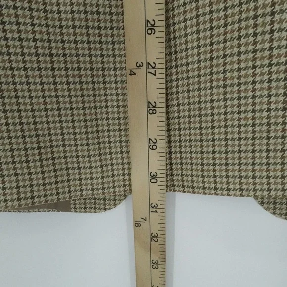 Lauren Ralph Lauren Sport Coat Mens 40R Tan Houndstooth Blazer Silk Business
